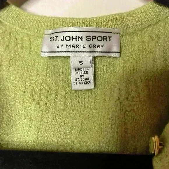 St. John Sport Green Wool Cropped Cardigan - Picture 3 of 7